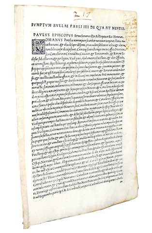 Bolla di Paolo IV che disciplina tribunali ecclesiastici e sistema fiscale - Roma, Blado 1556