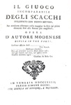 Ponziani - Il giuoco incomparabile degli scacchi sviluppato con nuovo metodo - Venezia 1773 (raro)