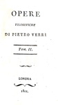 L'Illuminismo a Milano: Pietro Verri - Opere filosofiche ed economiche - Londra 1801