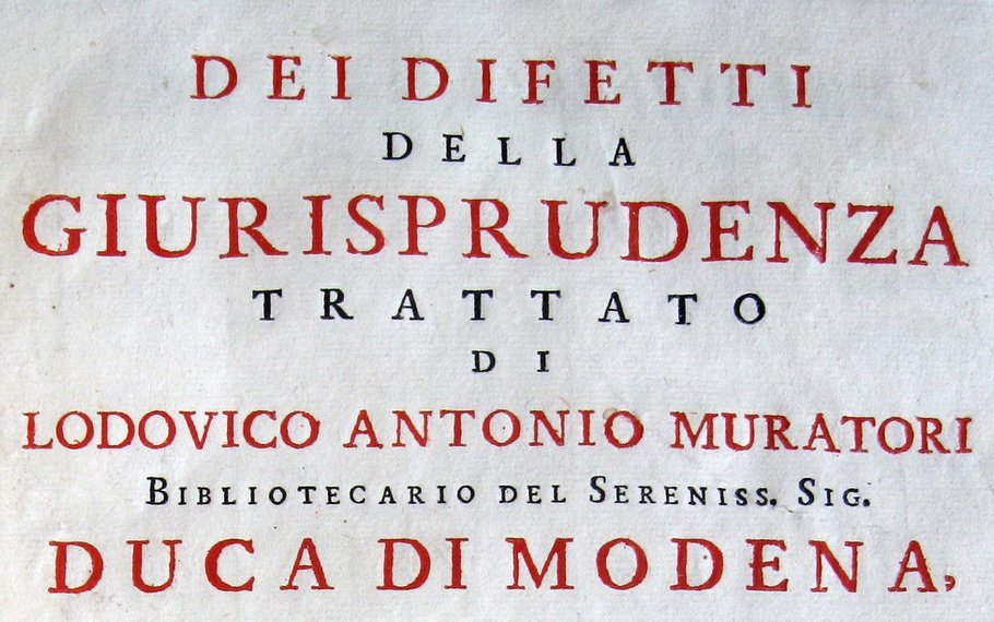 Ludovico Antonio Muratori - Dei difetti della giurisprudenza