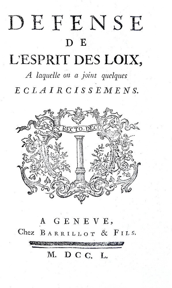 Montesquieu - Defense de l'Esprit des loix & La Roche - Critique - Geneve 1750 (raro - firma Necker)