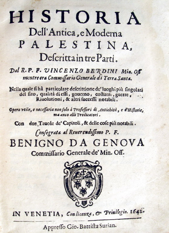 Vincenzo Berdini - Historia dell'antica e moderna Palestina - 1642