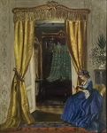 Franz Russ il Giovane - Dame mit buch - 1871 (olio su tela - splendida cornice di metà Ottocento) Franz Russ il Giovane - Dame mit buch - 1871 (olio su tela - splendida cornice di metà Ottocento)