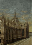 Giuseppe Gallizioli - Il Duomo di Milano - fine del XIX secolo (olio su tavola di cartone)