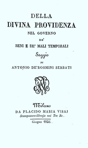 Antonio Rosmini - Della divina providenza nel governo - 1826 (rara prima edizione, carta azzurra)