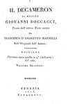 Giovanni Boccaccio - Il Decameron - Venezia, Vitarelli 1813 (con 4 belle tavole - ottima legatura)