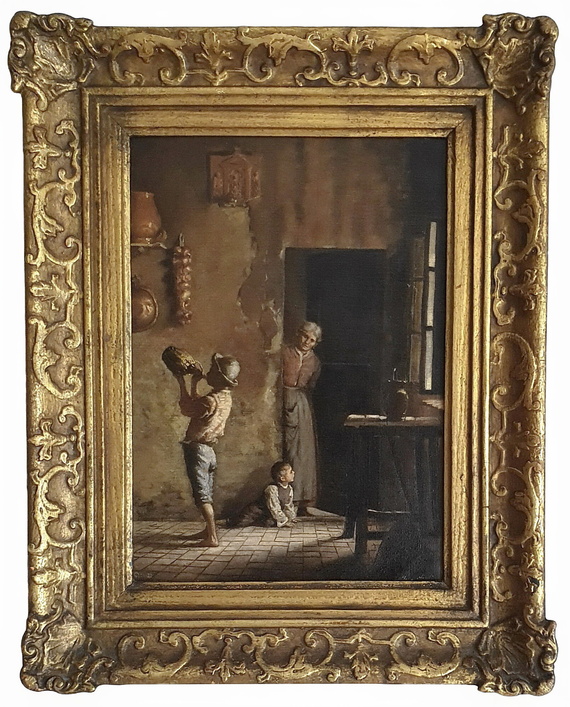 Elena Nobili - "Ti osservo" - Seconda met� dell'Ottocento (olio su prima tela)