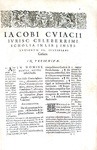 Umanesimo giuridico: Jacobus Cuiacius - Commentarii in iuris iustinianaei libros elementares - 1610