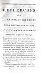 Adam Smith - Recherches sur la nature et les causes de la richesse des nations - Paris 1800 (raro)