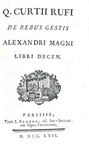 Le gesta di Alesssandro Magno: Curtius Rufus - De rebus gestis Alexandri Magni historia - 1757