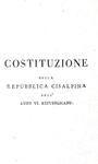 Costituzione della Repubblica Cisalpina dell'anno VI repubblicano - Milano - 1 Settembre 1798