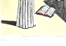 Giorgio de Chirico - La musa della storia - 1972 (litografia acquerellata a mano - pubblicato)