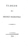 Giovanni Battista Baldelli - Elogio di Niccolò Machiavelli - Firenze 1794 (prima edizione)