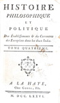 Storia coloniale delle Due Indie: Raynal - Histoire des Deux Indes - 1776 (con 15 belle tavole)