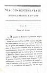 Ugo Foscolo - Laurence Sterne - Viaggio sentimentale di Yorick - Londra 1823