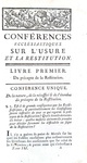 L'usura nel Settecento: Le Semelier - Conferences ecclesiastiques de Paris sur l'usure - Paris 1775