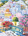 Athos Faccincani - La bellezza di Positano e il racconto dei libri antichi - 2022 (olio su tela) Athos Faccincani - La bellezza di Positano e il racconto dei libri antichi - 2022 (olio su tela)