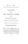 Paolo Sarpi - Ricordi intorno il modo di regolare il governo della Republica - 1767 (prima edizione)