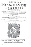 Una celebre enciclopedia cinquecentesca: Ravisius Textor - Officina & cornucopia - Venetiis 1588