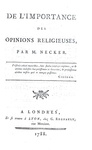 Jacques Necker - Importance des opinions religieuses - A Londres 1788 (rara prima edizione)