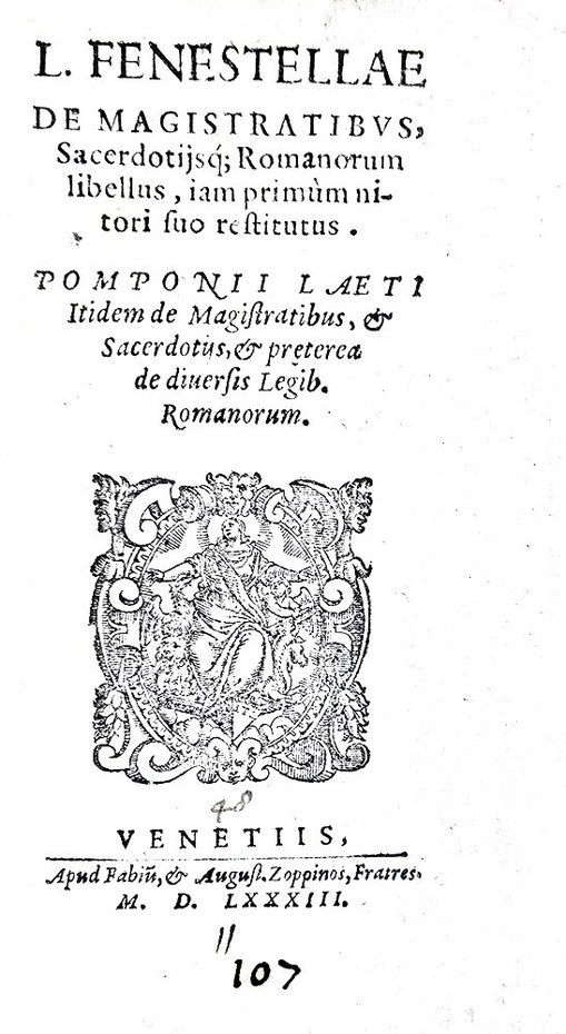I magistrati nell'antica Roma: De magistratibus sacerdotiisque romanorum libellus - Venetiis 1583