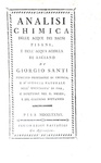 Giorgio Santi - Analisi chimica delle acque dei bagni pisani - Pisa 1789 (rara prima edizione)