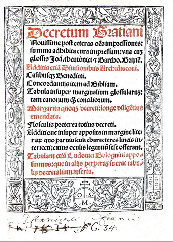 Una magnifica edizione di alta epoca: Decretum Gratiani - Venezia, Ottaviano Scoto 1528 (figurato)