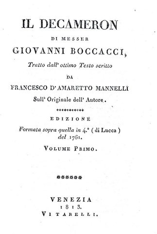 Giovanni Boccaccio - Il Decameron - Venezia, Vitarelli 1813 (con 4 belle tavole - ottima legatura)
