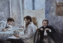 Leonid Pasternak - La veille de l'examen (La vigilia dell'esame) - prima metà del Novecento Leonid Pasternak - La veille de l'examen (La vigilia dell'esame) - prima metà del Novecento