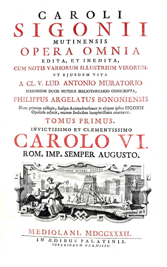 L'opera del grande storiografo modenese Carlo Sigonio: Opera omnia - Milano 1732-37 (sette volumi) L'opera del grande storiografo modenese Carlo Sigonio: Opera omnia - Milano 1732-37 (sette volumi)