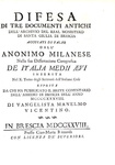 Controversie sulla storia bresciana: Beretta - In dissertationem Italiae medii Aevi censuarae - 1728