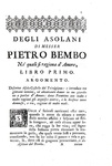 Pietro Bembo - Degli Asolani libri tre - Verona, Pietro Antonio Berno 1743 (ottima legatura coeva)