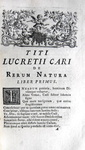Titus Lucretius Carus - De rerum natura libri sex - Lutetiae Parisiorum 1754