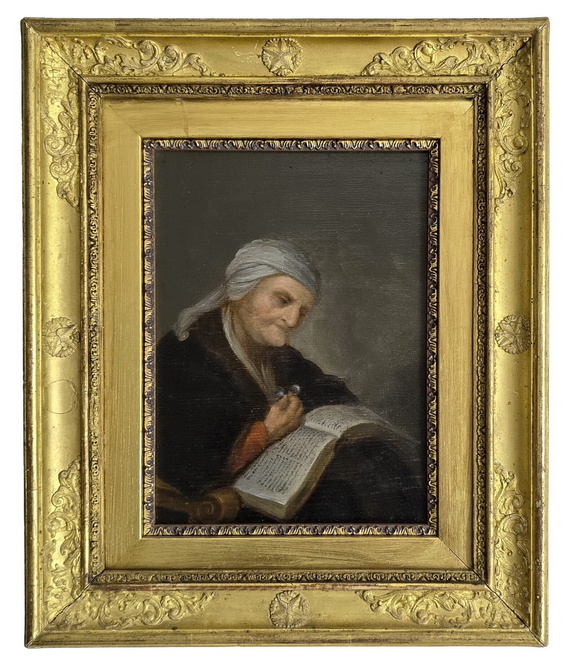 Old woman reading - seconda met� del XVII secolo (1660/90) - olio su tavola lignea di area fiamminga