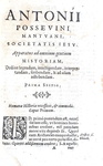 Sul metodo storico: Antonio Possevino - De apparatu ad omnium gentium historiam - Venetiis 1602