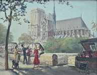 Georges Gerbier - Les bouquinistes a Paris - circa 1940/1950 (olio su tela) Georges Gerbier - Les bouquinistes a Paris - circa 1940/1950 (olio su tela)