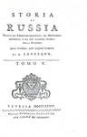 Levesque - Storia di Russia tratta da croniche originali - Venezia 1784 (prima edizione italiana)