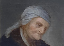 Old woman reading - seconda met del XVII secolo (1660/90) - olio su tavola lignea di area fiamminga