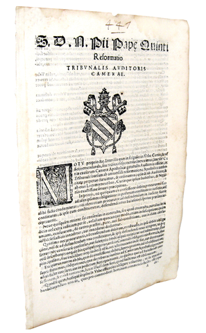 Bolla di Pio V sulla riforma della Camera Apostolica - Roma, Blado 1570
