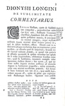 L'estetica nell'antichità classica: Cassius Longinus - De sublimitate - 1733 (legatura alle armi) L'estetica nell'antichità classica: Cassius Longinus - De sublimitate - 1733 (legatura alle armi)