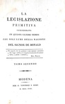 Louis Gabriel de Bonald - La legislazione primitiva - Modena 1818 (rara prima edizione italiana)