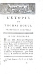 Thomas More - Du meilleur gouvernement possible ou la nouvelle isle d'Utopie - A Paris 1789