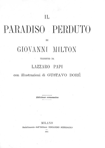 John Milton - Il paradiso perduto con illustrazioni di Gustavo Dorè - Milano 1881 (50 belle tavole) John Milton - Il paradiso perduto con illustrazioni di Gustavo Dorè - Milano 1881 (50 belle tavole)