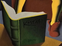 Mark Kostabi - Remote viewing - 2004 (olio su tela - con autentica diretta dell'artista su foto)