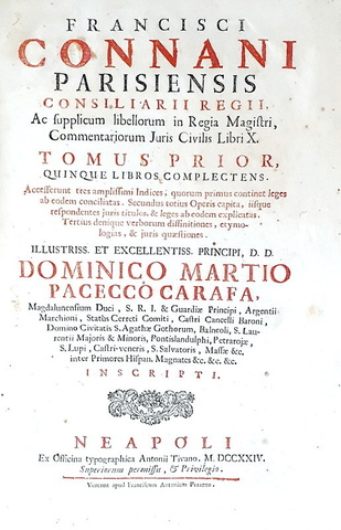 Umanesimo giuridico: Francois Connan - Commentariorum juris civilis libri X - Neapoli 1724