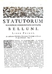 Gli antichi statuti di Belluno: Statutorum magnificae civitatis Belluni libri quatuor - Venezia 1747