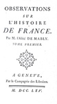 Mably - Observations sur l'histoire de France - A Geneve 1765