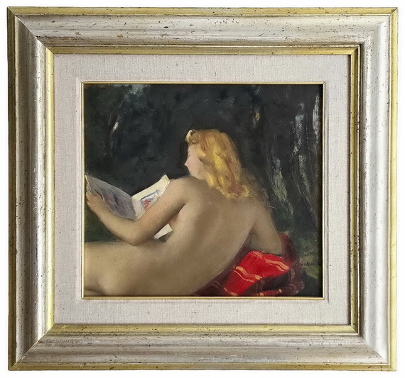 Silvio Consadori - La lettura - 1936 (olio su masonite - firmato e datato) Silvio Consadori - La lettura - 1936 (olio su masonite - firmato e datato)
