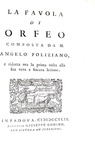 Angelo Poliziano - L'elegantissime stanze  e La favola di Orfeo - Padova, Giuseppe Comino 1749-51