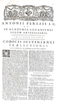 Diritto romano: Antonio Perez - Opera omnia - Venetiis 1783 (edizione in folio)